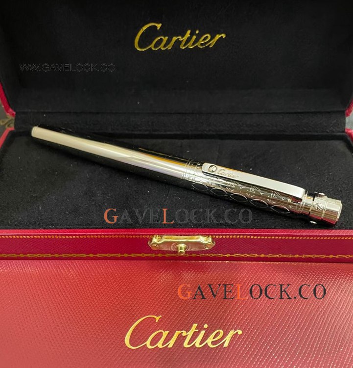 Clone Santos de Cartier Rollerball Silver Logo Cap